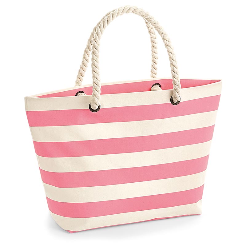 Nautical beach bag - Natural/Pink One Size